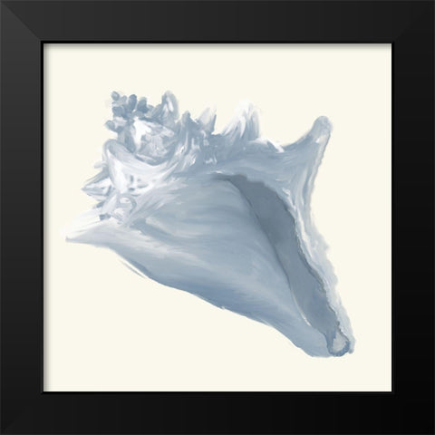 Blue Conch Shell on Cream Black Modern Wood Framed Art Print by DeRice, Julie
