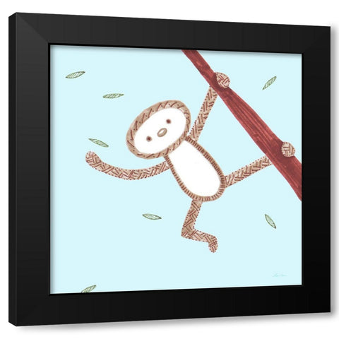 Monkey Love Black Modern Wood Framed Art Print by Edwins, Hugo