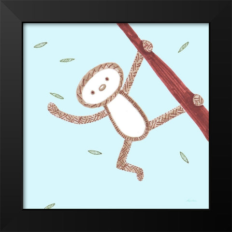 Monkey Love Black Modern Wood Framed Art Print by Edwins, Hugo