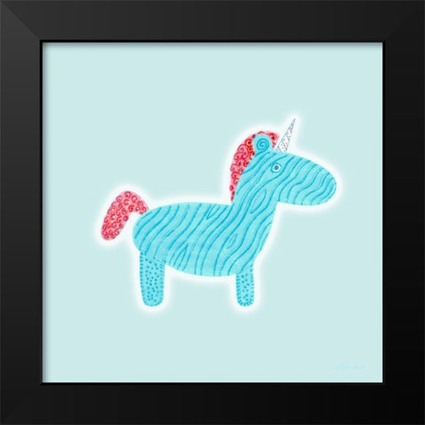 Unicorn Love Black Modern Wood Framed Art Print by Edwins, Hugo