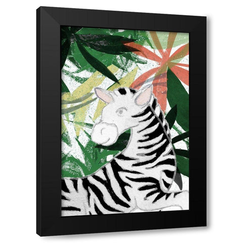 Hidden Zebra Black Modern Wood Framed Art Print by Medley, Elizabeth