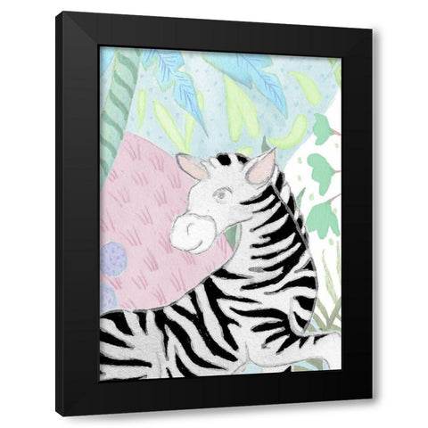 Zebra in the Tropics Black Modern Wood Framed Art Print by Medley, Elizabeth