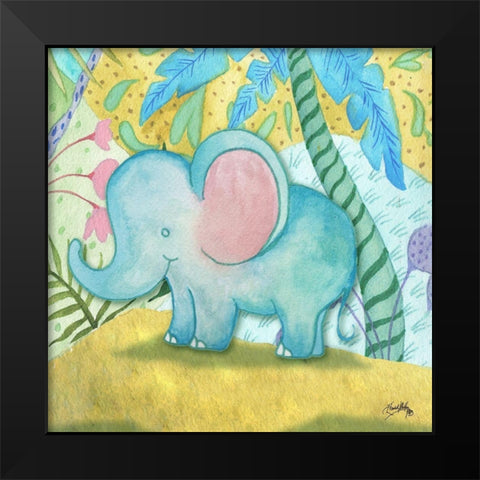 Playful Elephant Black Modern Wood Framed Art Print by Medley, Elizabeth