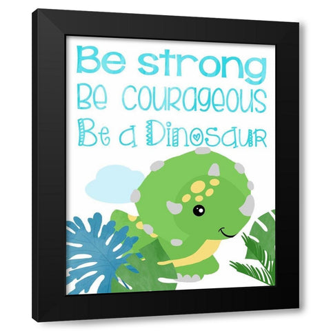 Dino Party I Black Modern Wood Framed Art Print by Quach, Anna