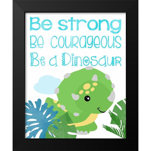 Dino Party I Black Modern Wood Framed Art Print by Quach, Anna