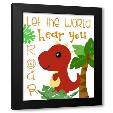 Dino Party II Black Modern Wood Framed Art Print by Quach, Anna