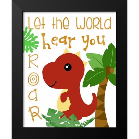 Dino Party II Black Modern Wood Framed Art Print by Quach, Anna