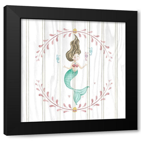 Mermaid on Wood I Black Modern Wood Framed Art Print by Metz, Andi