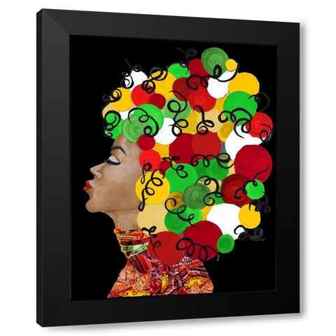African Goddess With Colorful Hair Black Modern Wood Framed Art Print with Double Matting by Ritter, Gina