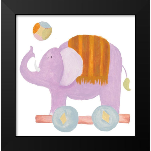 Whimsical Elephant Black Modern Wood Framed Art Print by Medley, Elizabeth