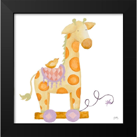 Whimsical Giraffe Black Modern Wood Framed Art Print by Medley, Elizabeth