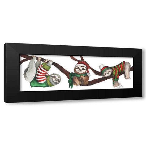 Christmas Sloths Black Modern Wood Framed Art Print by Medley, Elizabeth