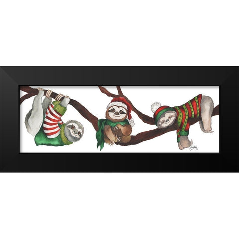 Christmas Sloths Black Modern Wood Framed Art Print by Medley, Elizabeth