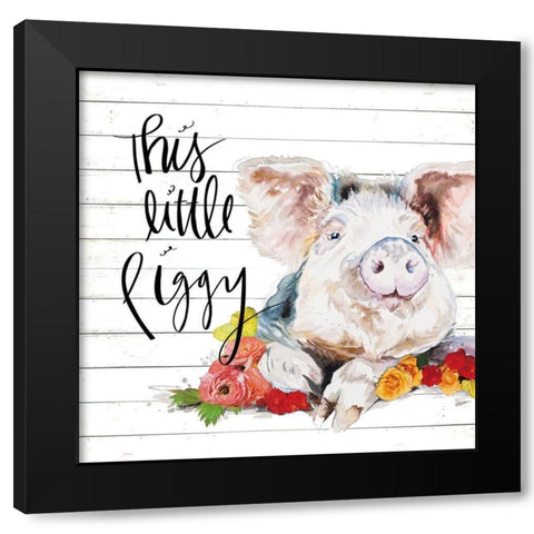 This Little Piggy Black Modern Wood Framed Art Print with Double Matting by Pinto, Patricia