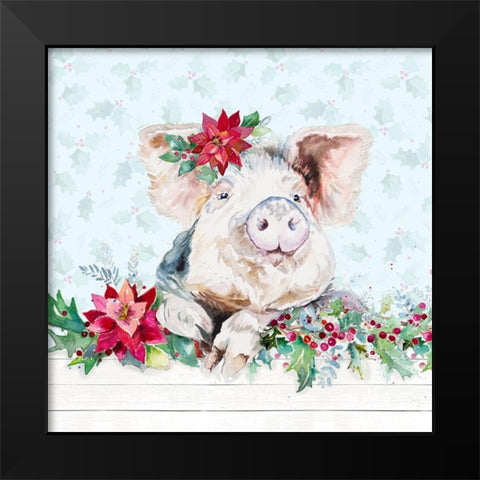 Holiday Little Piggy Black Modern Wood Framed Art Print by Pinto, Patricia