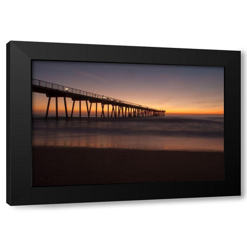 Sunset Pacific Pier II Black Modern Wood Framed Art Print with Double Matting by Bill Carson Photography