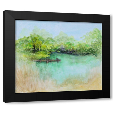 Watercolor River Black Modern Wood Framed Art Print by Gaynor, Janice