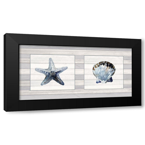 Starfish And Shell Duo Black Modern Wood Framed Art Print with Double Matting by Loreth, Lanie