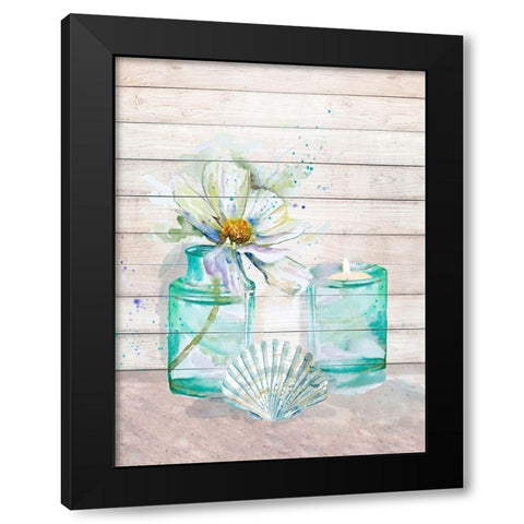 Fresh Flowers and Shells I Black Modern Wood Framed Art Print with Double Matting by Pinto, Patricia