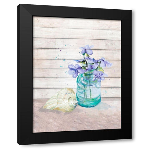 Fresh Flowers And Shells II Black Modern Wood Framed Art Print with Double Matting by Pinto, Patricia