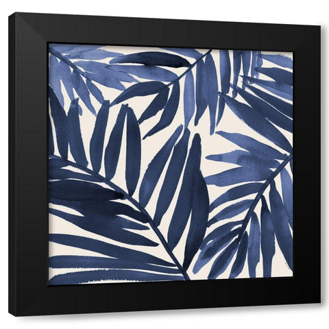 Navy Palm Design I Black Modern Wood Framed Art Print with Double Matting by Loreth, Lanie