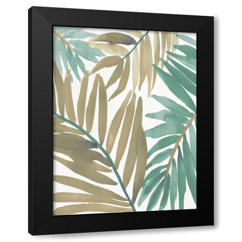 Teal Palm Design I Black Modern Wood Framed Art Print with Double Matting by Loreth, Lanie