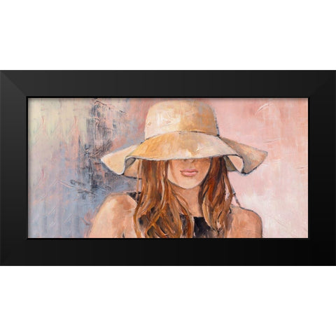 Woman In Hat Black Modern Wood Framed Art Print by Loreth, Lanie