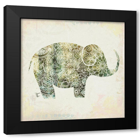 Boho Elephant I Black Modern Wood Framed Art Print by Metz, Andi