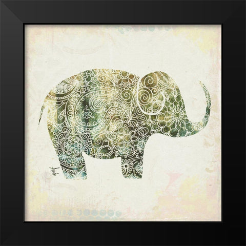 Boho Elephant I Black Modern Wood Framed Art Print by Metz, Andi