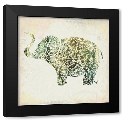 Boho Elephant II Black Modern Wood Framed Art Print with Double Matting by Metz, Andi