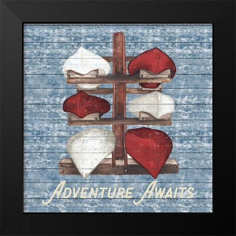 Adventure Awaits Canoes Black Modern Wood Framed Art Print by Medley, Elizabeth