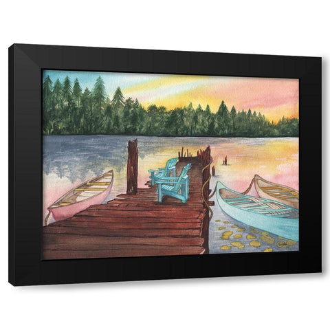 Lake Sunsets Black Modern Wood Framed Art Print with Double Matting by Medley, Elizabeth