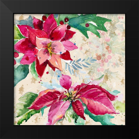 Holiday Poinsettia I Black Modern Wood Framed Art Print by Pinto, Patricia