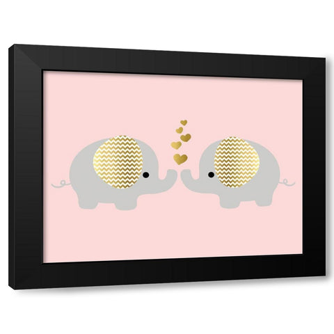 Baby Ele Love Black Modern Wood Framed Art Print by Quach, Anna