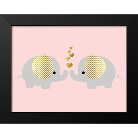 Baby Ele Love Black Modern Wood Framed Art Print by Quach, Anna