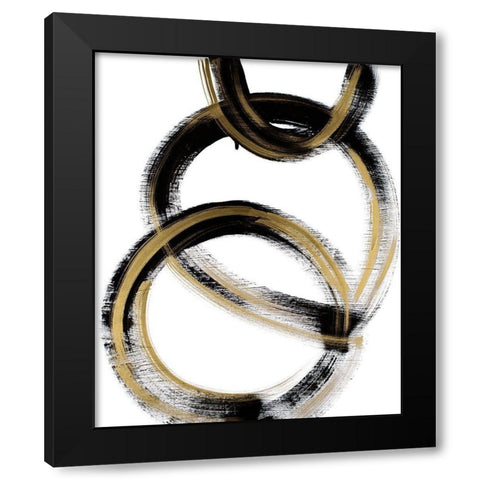 Modern Flow With Gold Black Modern Wood Framed Art Print with Double Matting by Bryant, Susan