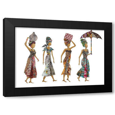 Xhose Woman Group Black Modern Wood Framed Art Print with Double Matting by Ritter, Gina