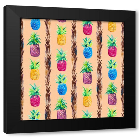 Pineapple Jam Pattern Black Modern Wood Framed Art Print with Double Matting by Loreth, Lanie