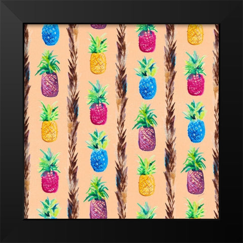 Pineapple Jam Pattern Black Modern Wood Framed Art Print by Loreth, Lanie