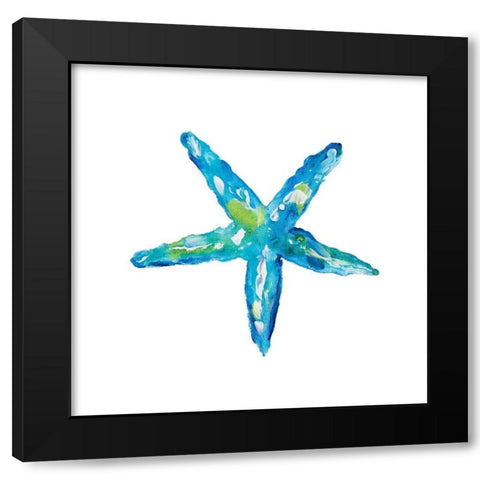 Deep Blue Starfish Black Modern Wood Framed Art Print with Double Matting by DeRice, Julie