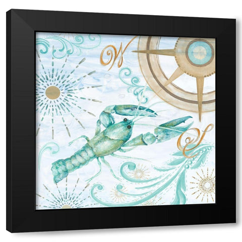 Teal Coastal Collection I Black Modern Wood Framed Art Print with Double Matting by Gaynor, Janice