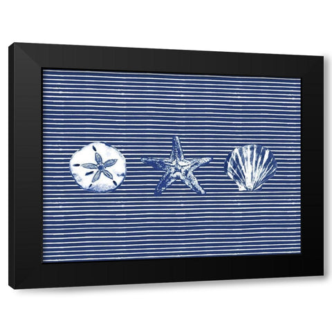Blue Striped Ocean Collection Black Modern Wood Framed Art Print by Gaynor, Janice