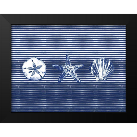 Blue Striped Ocean Collection Black Modern Wood Framed Art Print by Gaynor, Janice