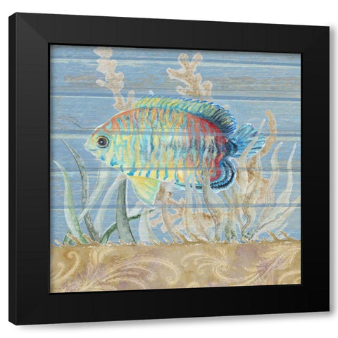 Ocean Floor Blue Square II Black Modern Wood Framed Art Print with Double Matting by Gaynor, Janice