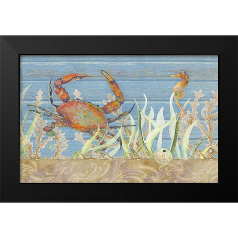 Ocean Floor Crab Black Modern Wood Framed Art Print by Gaynor, Janice