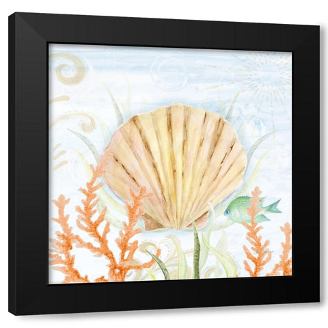 Ocean Life Shell Black Modern Wood Framed Art Print by Gaynor, Janice