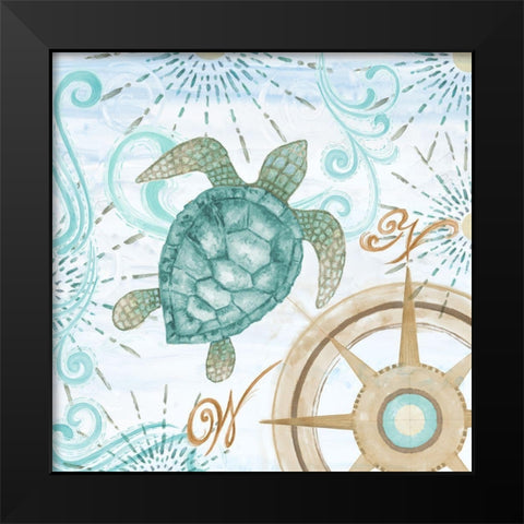 Teal Coastal Collection II Black Modern Wood Framed Art Print by Gaynor, Janice