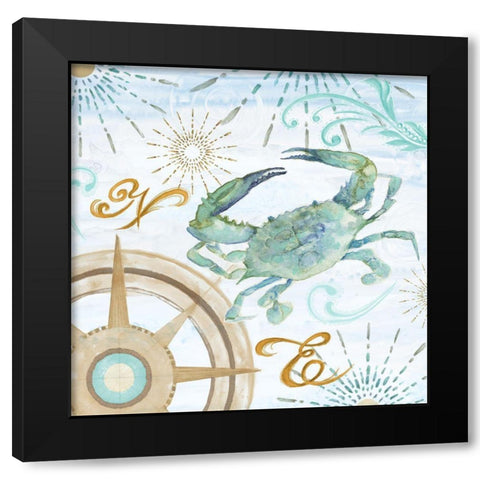 Teal Coastal Collection IV Black Modern Wood Framed Art Print with Double Matting by Gaynor, Janice