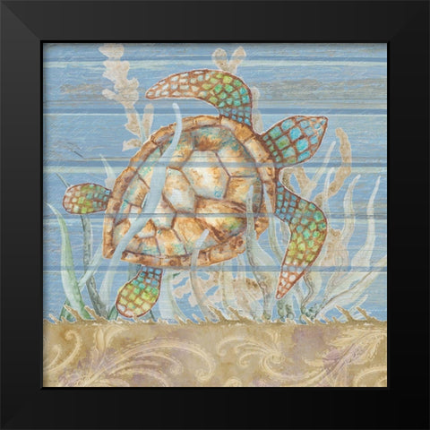 Ocean Floor Blue Square IV Black Modern Wood Framed Art Print by Gaynor, Janice