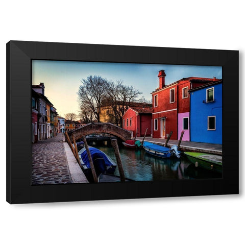Burano Black Modern Wood Framed Art Print by Amos, Andy
